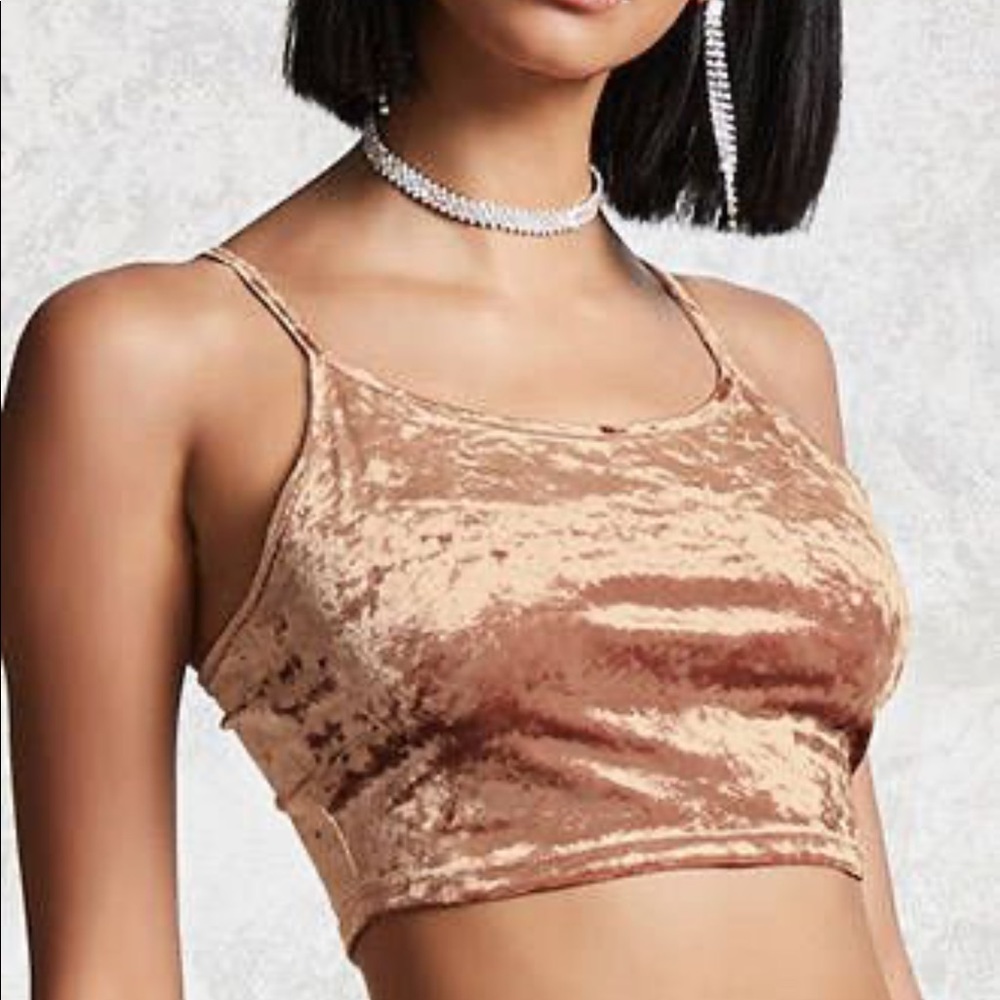 Black Crushed Velvet Crop Top Bra